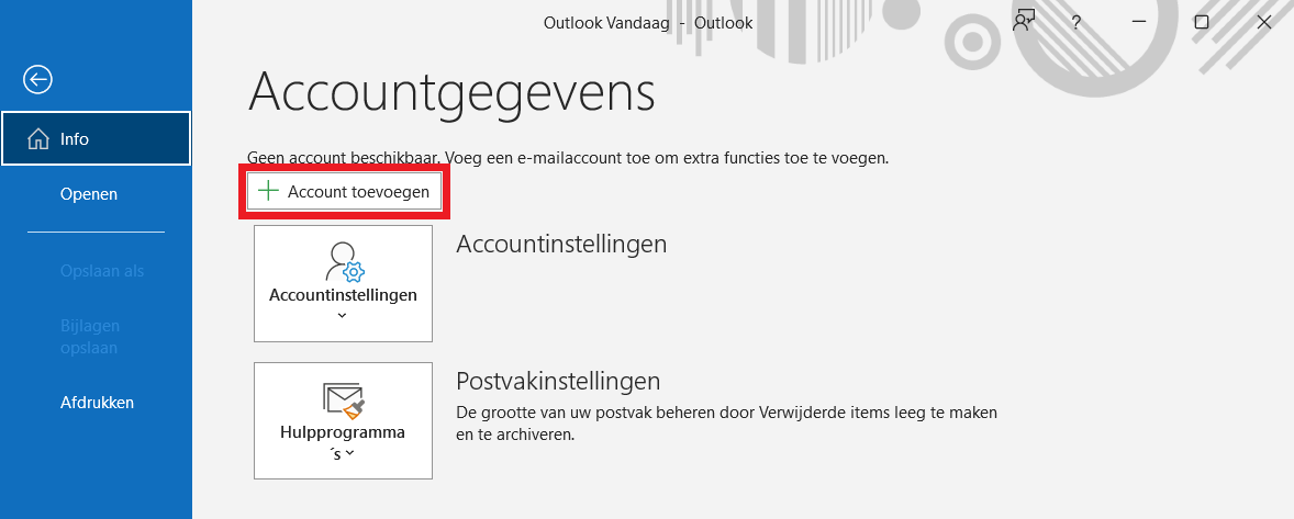 Outlook Stap 2 – Account toevoegen (1)
